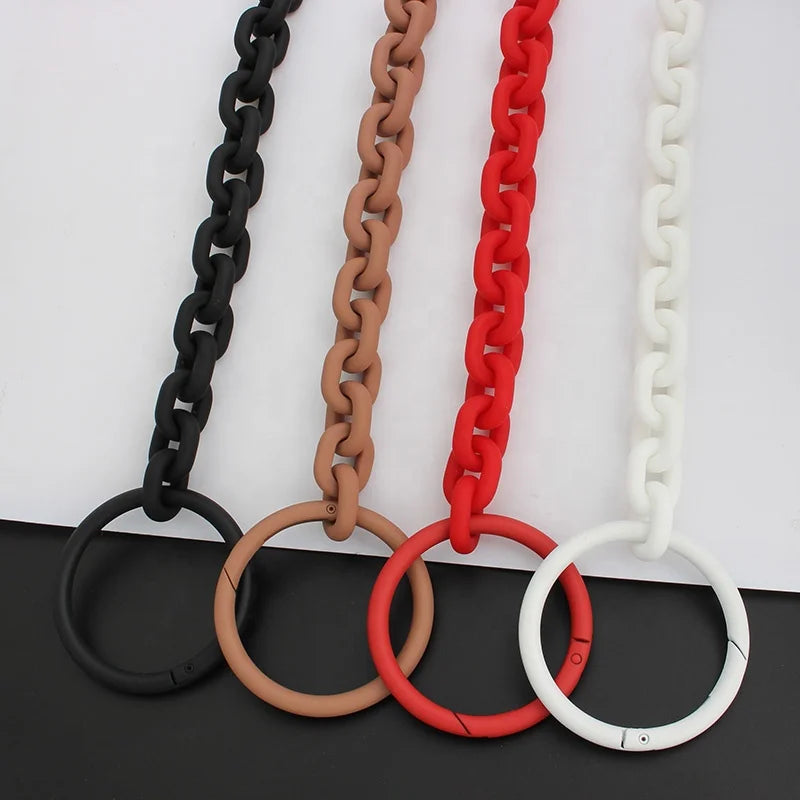 Nolvo World 4 Colors 18mm Wide Bag Hardware Accessories Alloy O-shaped Acrylic Large Thick Chain with Spring Ring