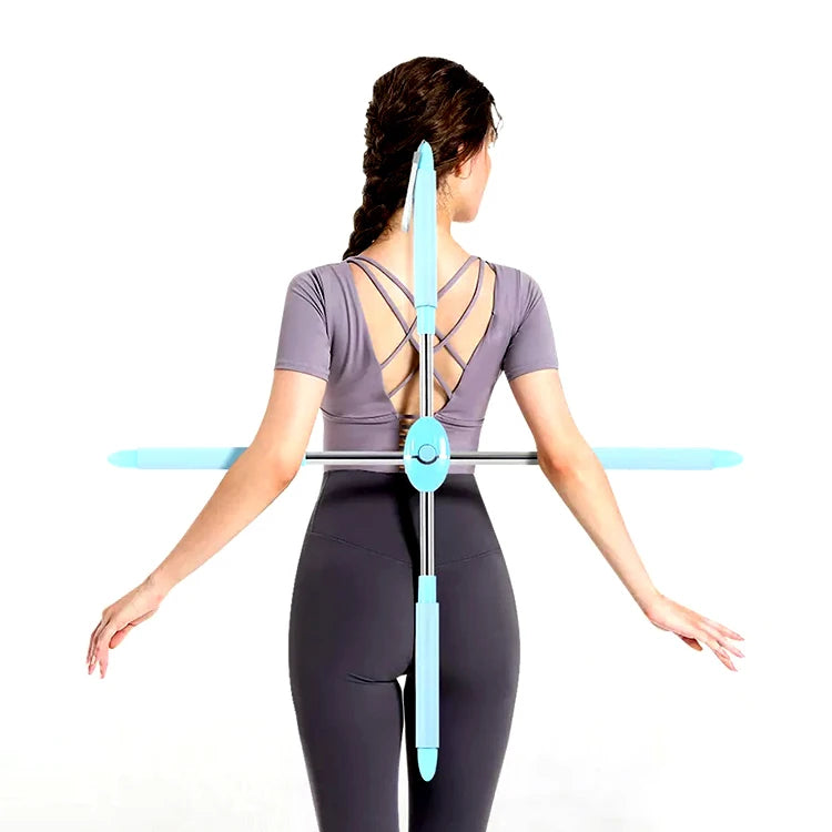 ZHOYA SPORT Wholesale Adjustable Stainless Steel Yoga Body Stick Pilates Retractable 90cm Pink/Blue Stretching Tool for Exercise
