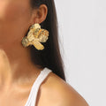 European and American Retro Geometric Palace Style Earrings Exaggerated Temperament Design Metal Texture Earrings