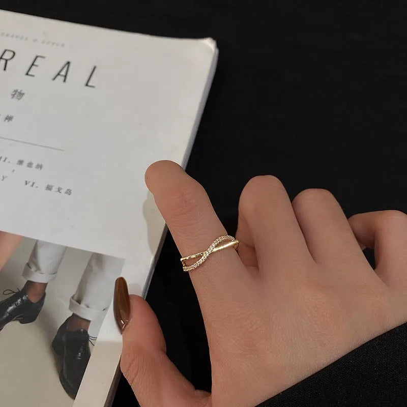 HOVANCI Personality Style Moderndist Irregular Adjustable Ring Craft Open Beautiful Trendy Simple Cross Rings