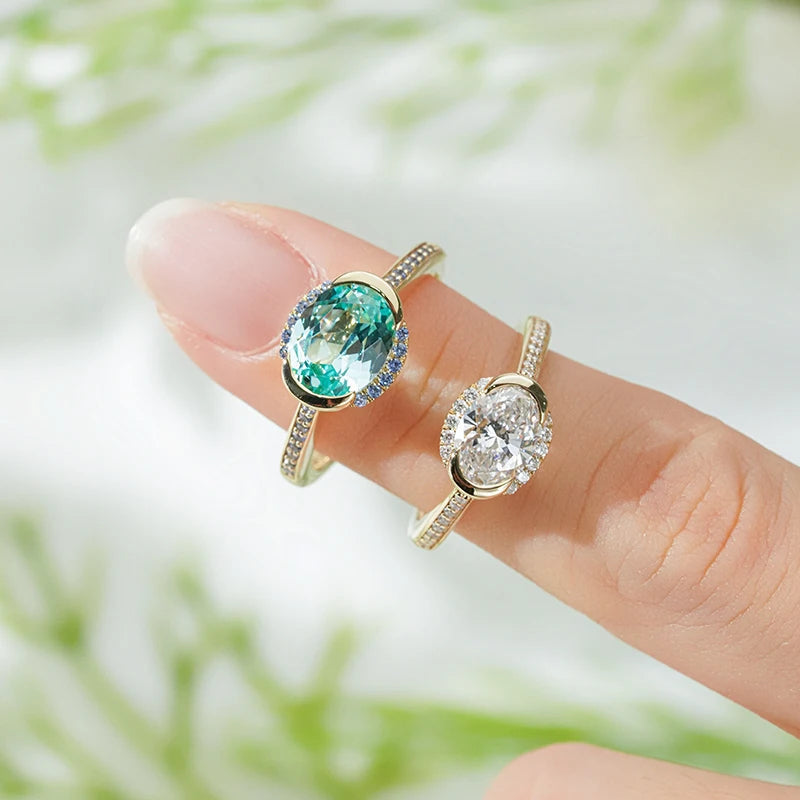Wholesale Group Order Jewelry 9k 10K 14K Gold 7x9mm Oval Lab Grown Gemstone Engagement Ring