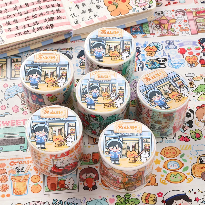 4.5cm*6m Learn to Wear Pattern Cartoon Series Paste Special Oil and Paper Tape Diary Material Decorative DIY Ledger Tape