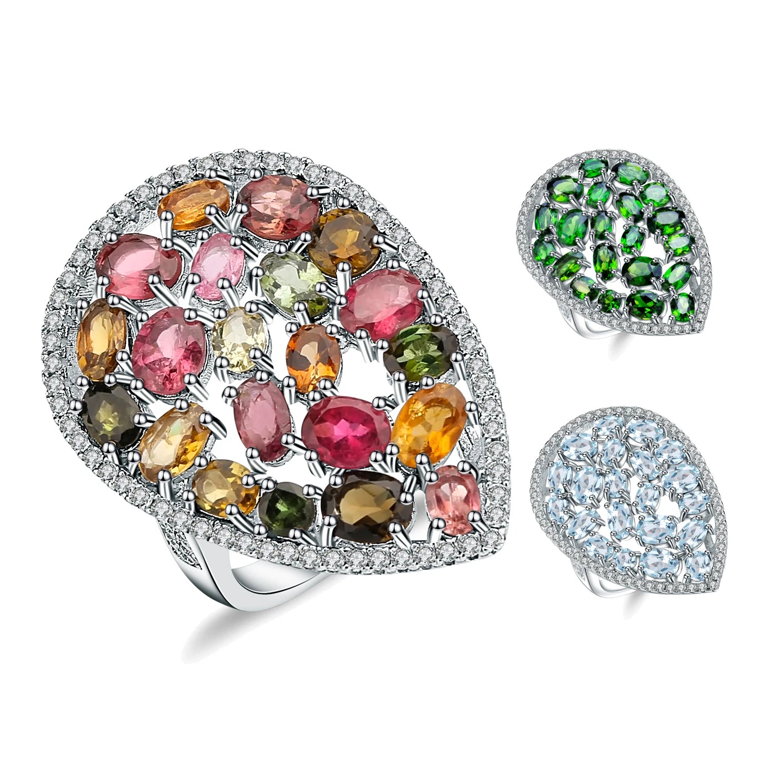 A852 Abiding Natural Gemstone Fashion Statement Jewellery Women Wedding 925 Sterling Silver Ring Jewelry