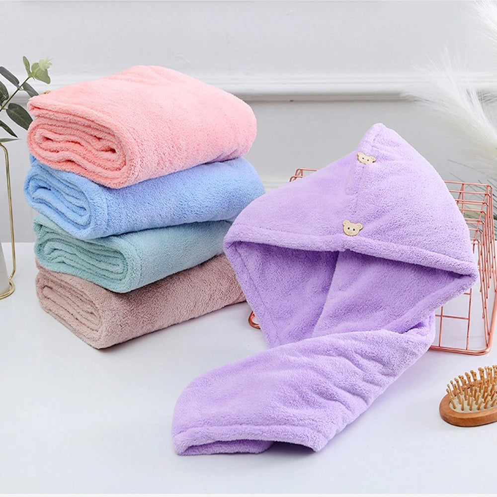 Coral Velvet Hair Dry Towel-double Layer Wraps Bleach Proof Hair Salon Towels Microfiber