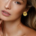 Wholesale Women's Fancy Irregular Vintage Stud Earrings Fashion Jewelry with Emerald Brass/Copper Material Parties Engagements