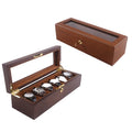 New Luxury 6-Slot Wooden Watch Box Teak Walnut Display Storage Case with Golden Lock Elegant Organizer for Watches