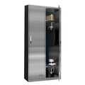 Factory Direct Sale 2 Doors Locker Storage Cabinet With Cloth Hanging and Mirror Metal Wardrobe 900mm Stainless Steel