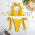 Heavy Weave Kit Simple Solid Color Sexy Swimwear Two Piece Bikini Tassel Bandage Backless Beachsuit