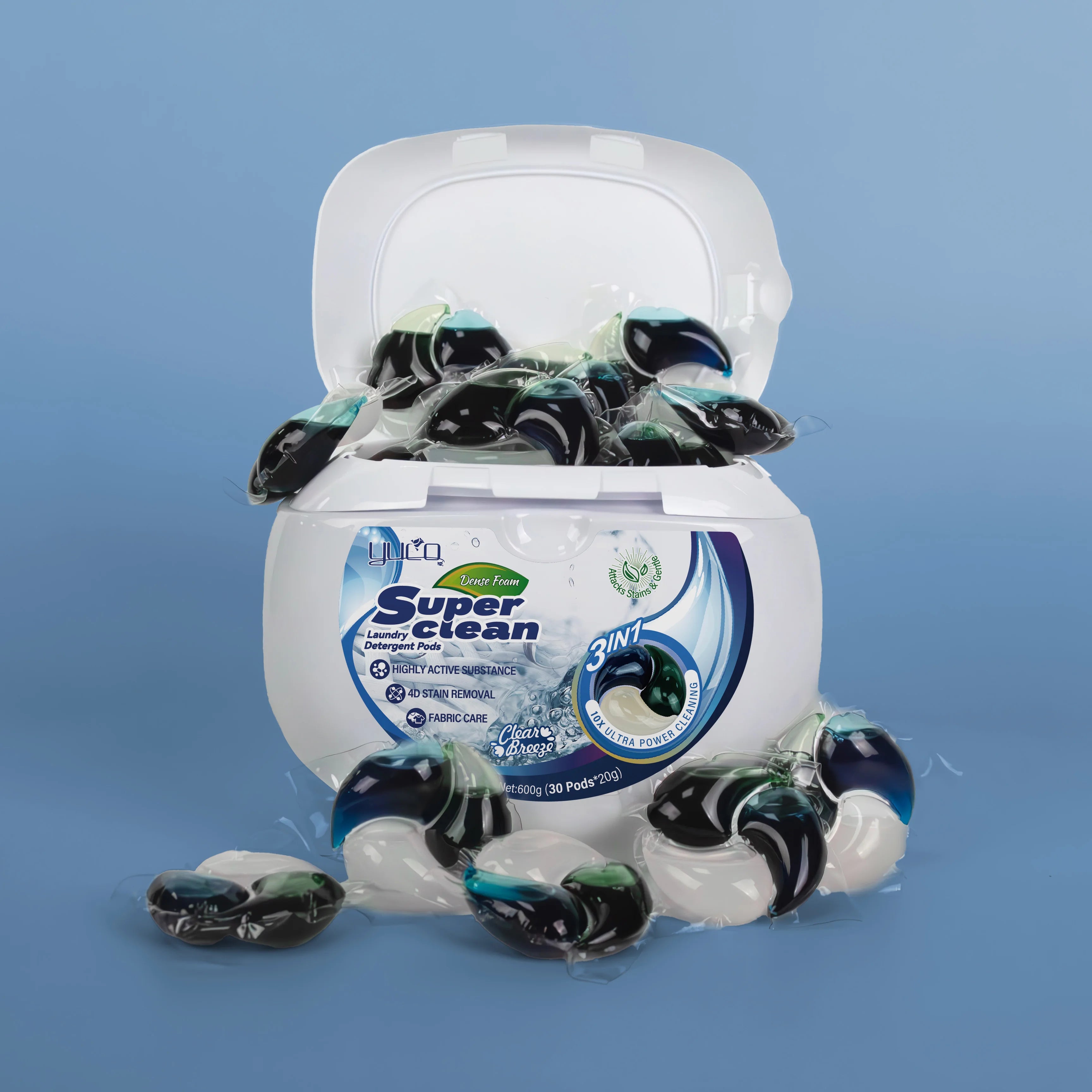 Eco-friendly Fast Dissolving Laundry Detergent Pods Softener Detergent 3in1 High Cleansing Wash Washing Capsules