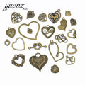 22pcs/bag Mixed Bronze Heart Shaped Charms Pendants for Bracelet Necklace DIY Jewelry Making Necklace Bracelet Accessories U033