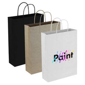 In Stock Paper Trade Show Bag With Gussets and Strong Paper Rope Handles Custom Logo Water Resistant Kraft Paper PPB008