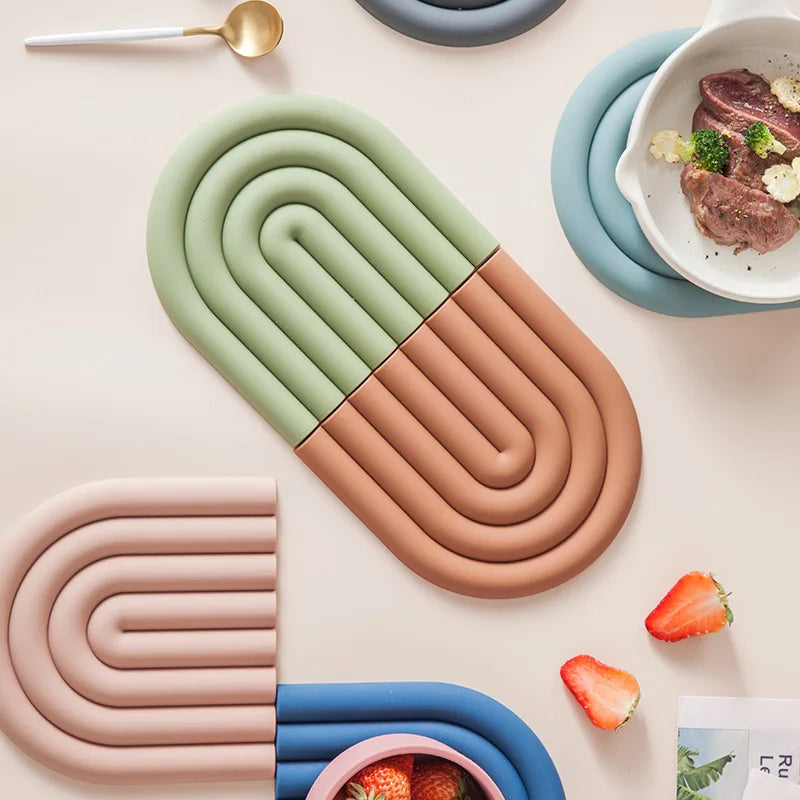 Custom New Kitchen Heat-Resistant  Unique Silicone Pot Mat Coaster Anti-scald Bowl Mat