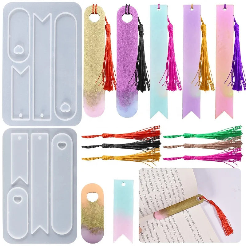 Handmade Oval Rectangle Tassel Silicone Bookmark Pendant Mold for Resin Craft