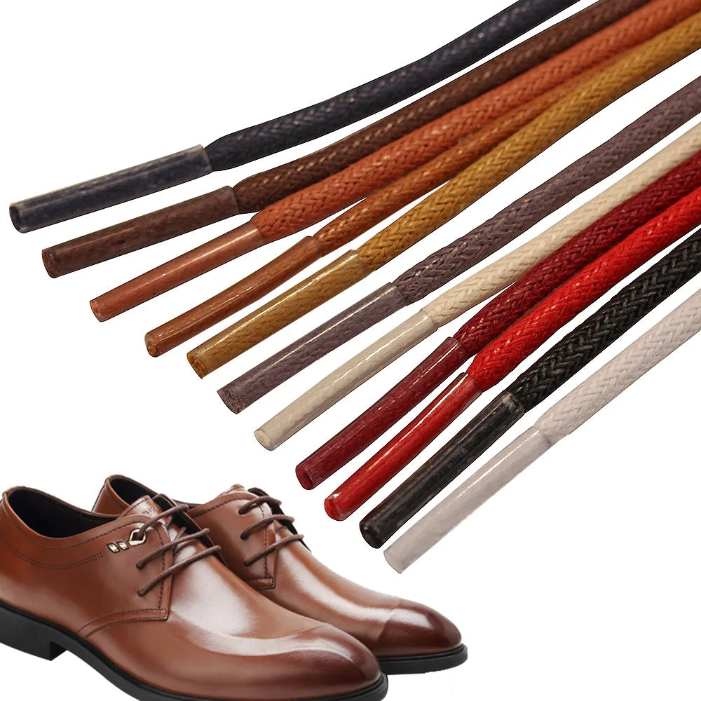 Quality 3mm Width Waxed Round Shoe Laces 50-180cm Casual Pair Leather Shoes 11 Colors Rope Shoelaces
