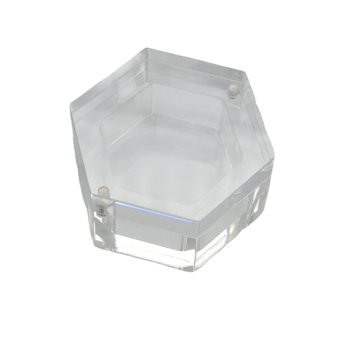 Fancy Clear Acrylic Hexagon Wedding Ring Box-Customized Size OEM/ODM Available 100 Pcs MOQ Model JYA01