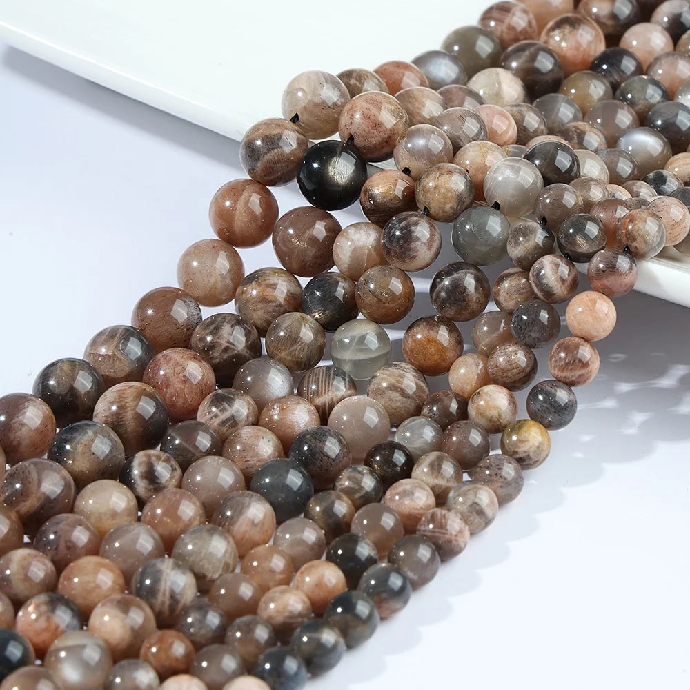 JSES Natural Black Golden Sunstone 6 8 10mm Loose Beads for Jewelry Making Beads Manufacturers Wholesale Stone Crystal Beads
