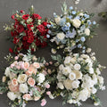 Customized Realistic Autumn Orange Red Artificial Silk Wedding Flower Ball Decorations for Christmas Easter New Year Table