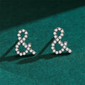 Mini 925 Sterling Silver Symbol Sign Logo CZ Diamond Stud Earrings for Women