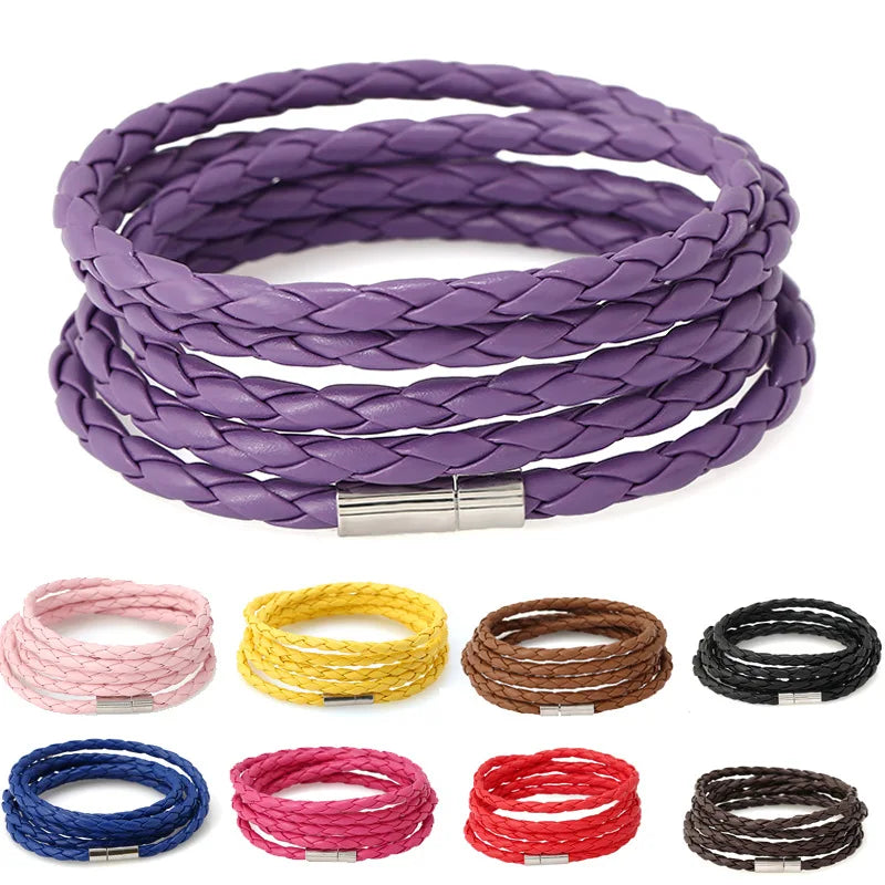 Custom logo Brand Acceptable Multi Layer Hand Woven Leather Bracelet