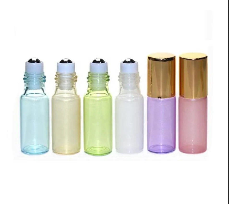 3ml 5ml Pearlescent Roller Ball Bottle Color Rollerball Bottle Sample With Gold Cap
