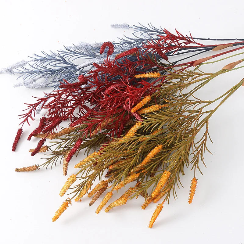 Warm Sun Decoration's Autumn Color Artificial Cypress Grass Plastic Flower Wedding & Christmas/Graduation Decorations