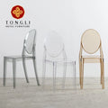 Tongli Modern Stackable Ghost Chair Environmentally Friendly Plastic Crystal Acrylic for Wedding Parties Living Room Transparent