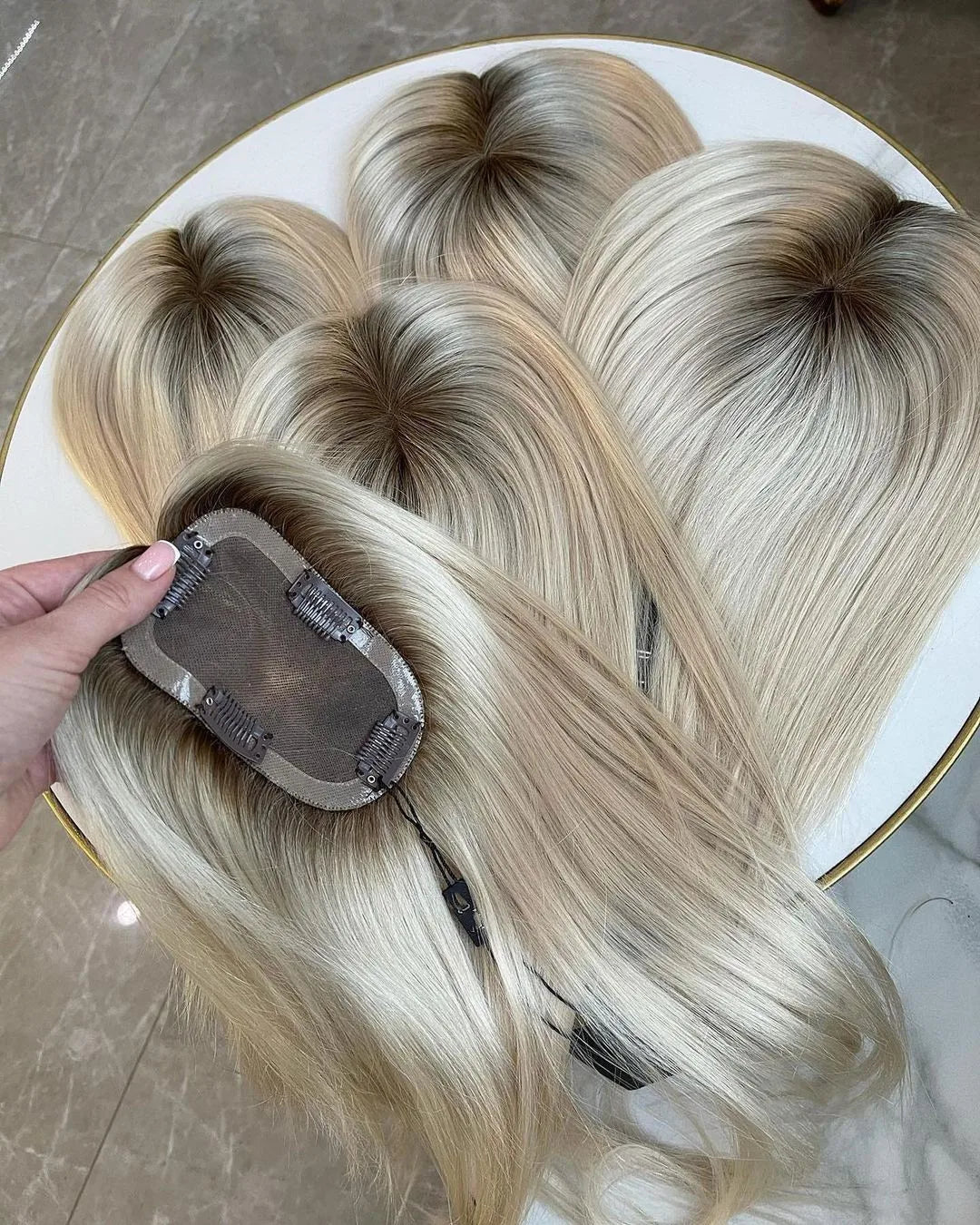 Hot Sale Cuticle Aligned Women Mono Base Topper Clip in Hair Piece Jewish Kosher Topper 3x5'' Mono Base Human Hair Toupee
