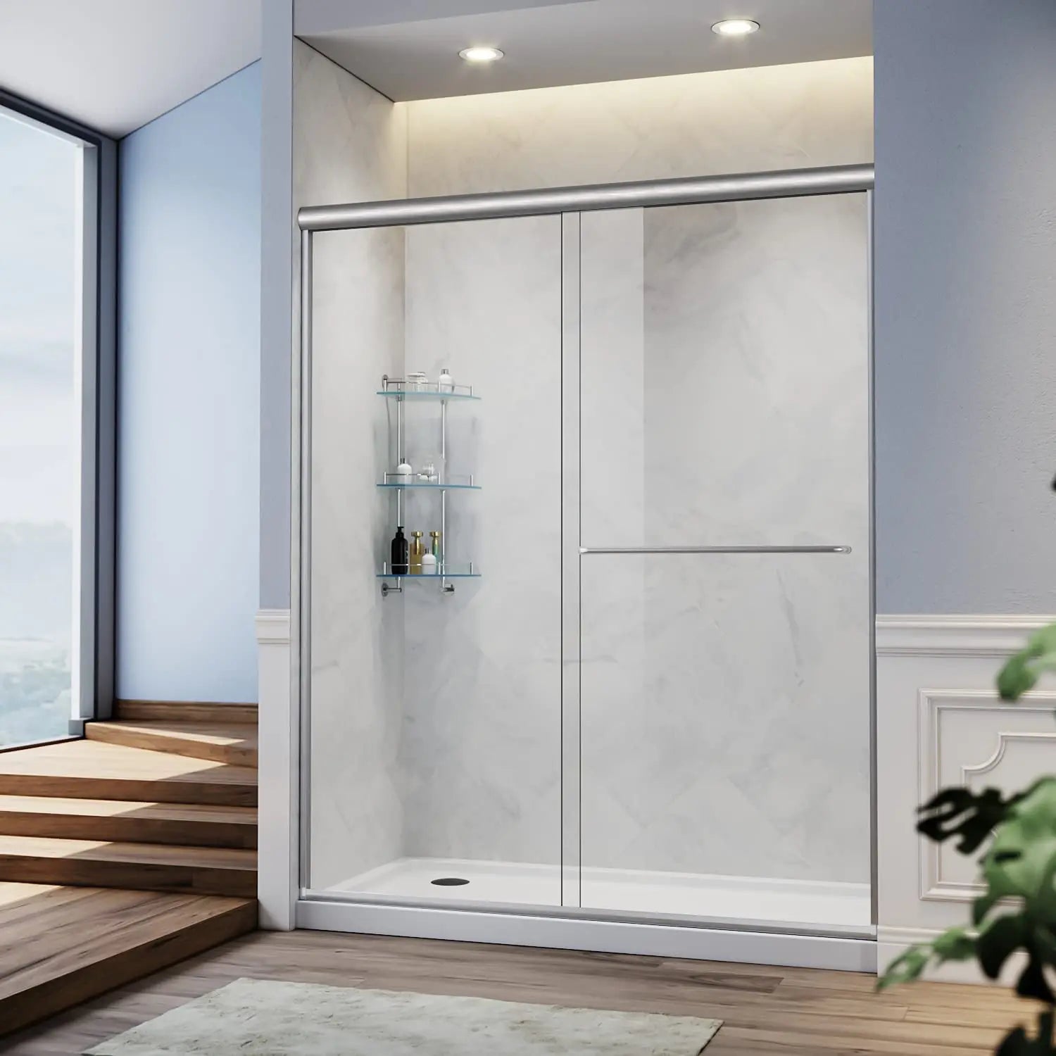 Modern Style Frameless Sliding Shower Room Safety Tempered Glass Door for Hotels Aluminum Sliding Glass Doors