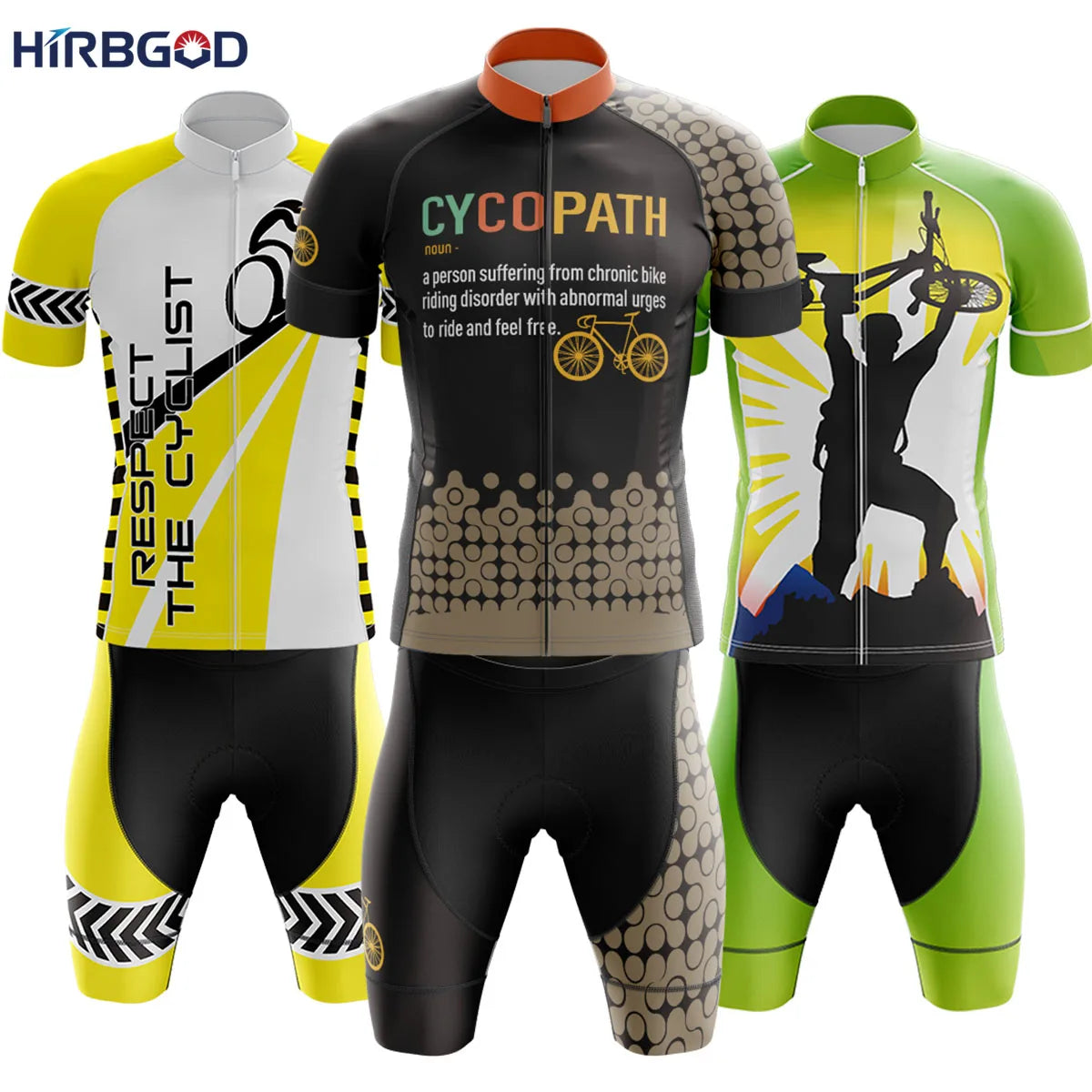 HIRBGOD Men's Summer  Bicycle Theme Cycling Set Wholesale Riding Club Cycling Suit Outdoor Cycling Clothes