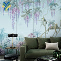 YKWS 026 Beautiful Fashion Wistaria Purple Floral Flowers Scenery Mural Wall Paper for Decoration Home Bedroom Walls