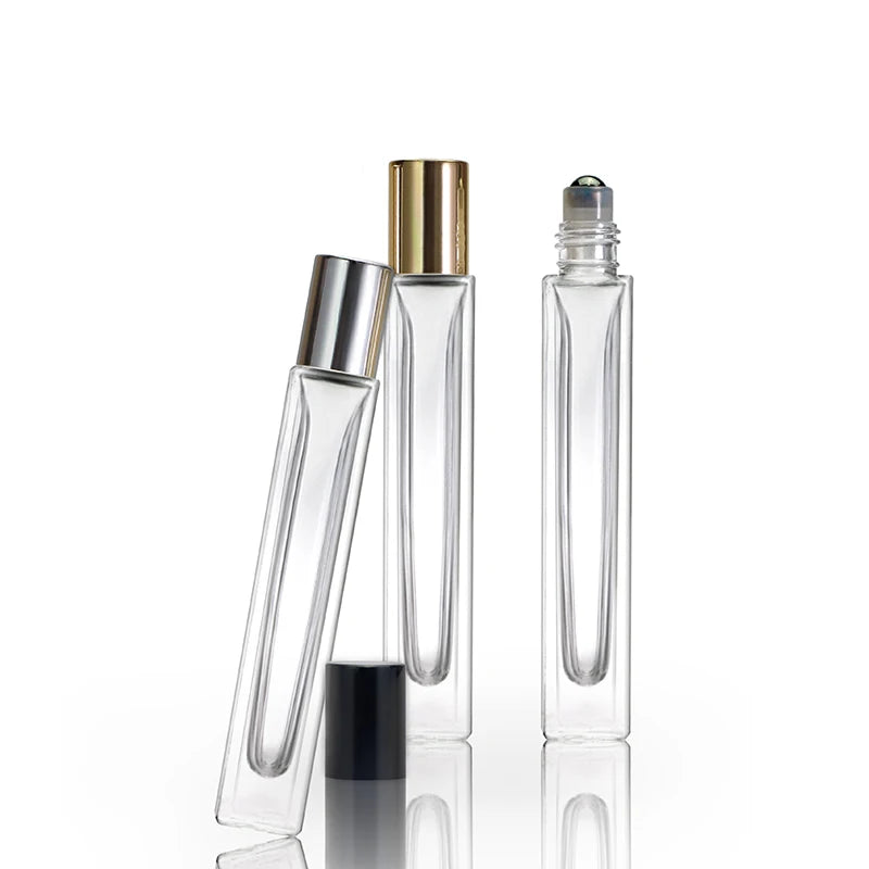 1/3 oz 10 ml 10ml Cylinder Rectangular Heavy Wall Thick Bottom Essential Oil Perfume Roller Bottles for Deodorant Roll on Bottle
