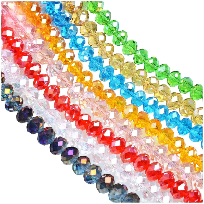 JC Yiwu Factory Price Bracelet and Necklace Making Glass Crystal Faceted Rondelle Beads