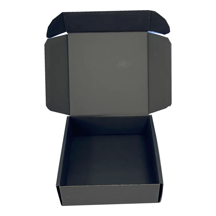 Custom Black Biodegradable Recyclable Paper Packaging Corrugated Mailer Box for Apparel Perfume Varnishing Vanishing Handling