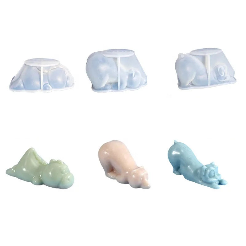 Papa Bear Dog Dinosaur Scented Candle Silicone Mold Animal Baking Mold