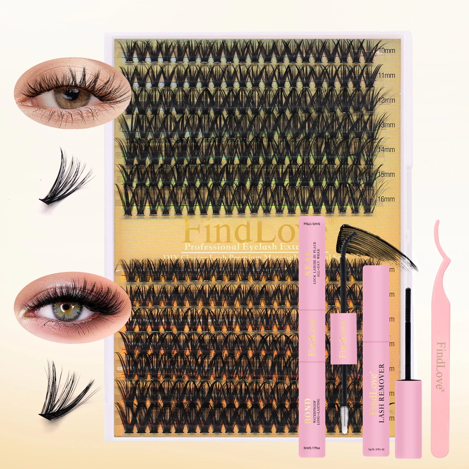 Customized Handmade Matte Black Cluster Eyelash Extension Kit DIY Lash Clusters with Private Label