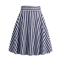 Rockabilly Cotton 50s Striped Skirts for Women Vintage Summer Printed Knee Length Swing Skirt