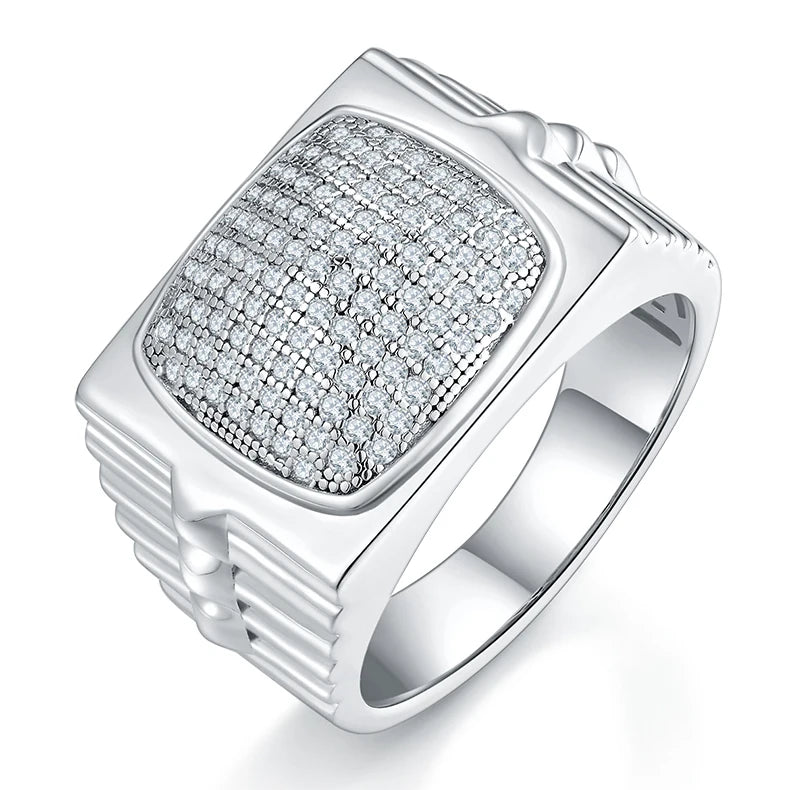 Factory Wholesale Custom Diamond Ring Set 925 Sterling Silver 18K Gold Plating Wedding Moissanite Rings for Man