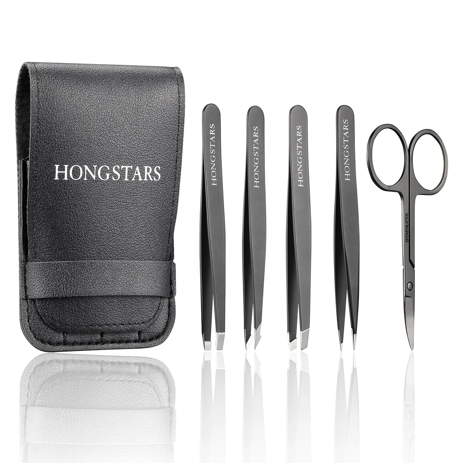Cheaper Shipping Professional Stainless Steel Slanted Volume Eyelash Tweezers Private Label Eyebrow Grooming Tweezer Set 5