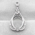 Sterling Silver 13*16mm Semi Mount Pendant Empty Frame Blank Support Setting S925 Base Holder Without Center Stone for DIY Inlay