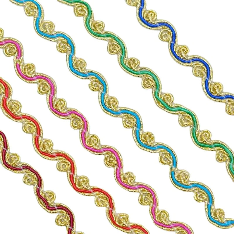 10mm Diy Garment Craft Upholstery Lace Material Ornament Accessories S Shape Wave Metallic Gold Ribbon Braided Border Edge Trims