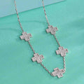 Adjustable Women's Cross Charm Necklace Baguette Diamond Cross Shape Link Chain Cute Hip Hop Style Zircon Main Stone for Gift