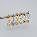 Custom Gold Plated Jewelry Earrings 925 Sterling Silver Square Pendant Star Charms Hoop Earrings