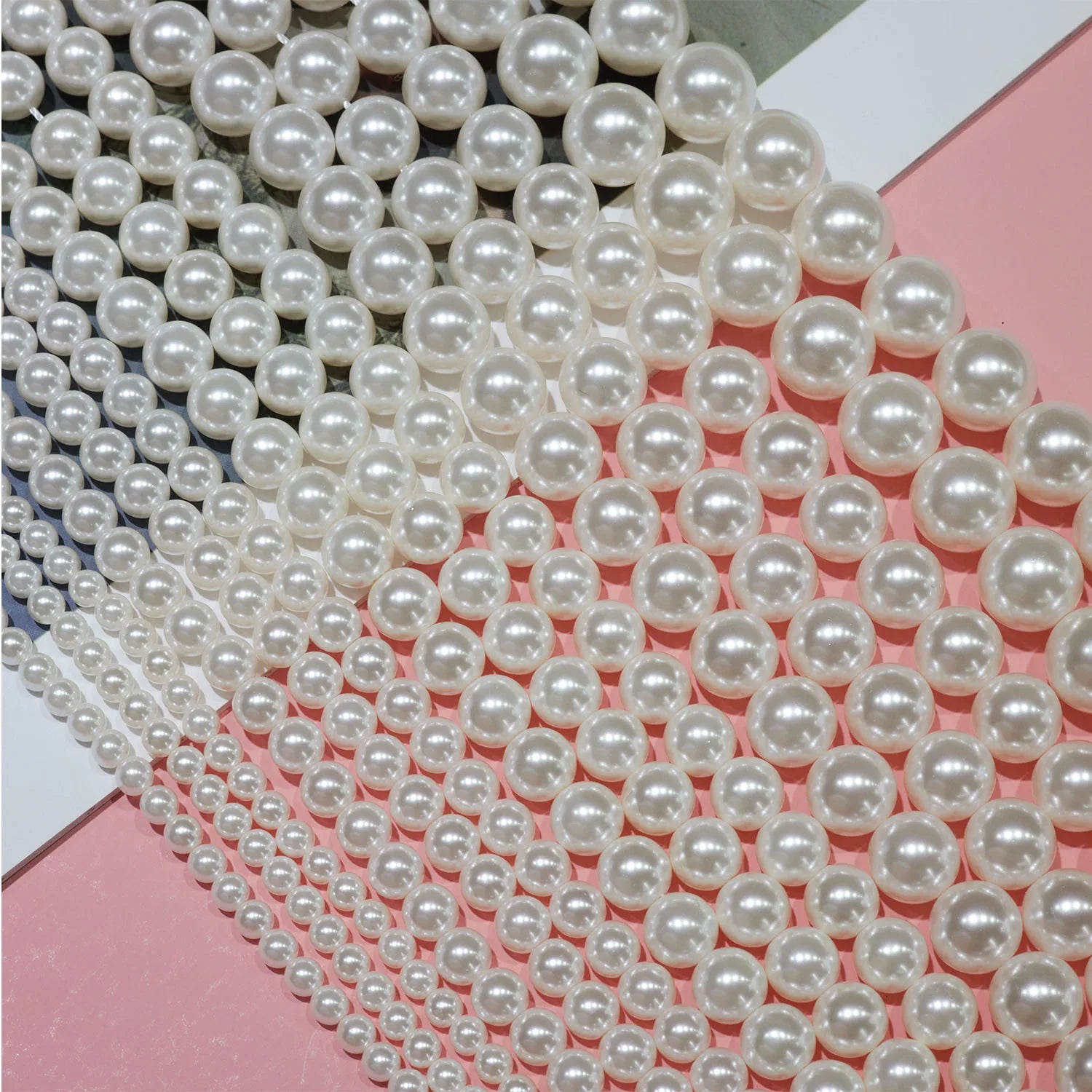 White Synthetic Round Shell Pearl Beads 4mm-12mm for DIY Bracelet Necklace Jewelry Making