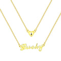 925 Sterling Silver Lucky Heart Pendant Necklace Gold Plating Inspirational Jewelry Heart Double Layer Necklace for Women