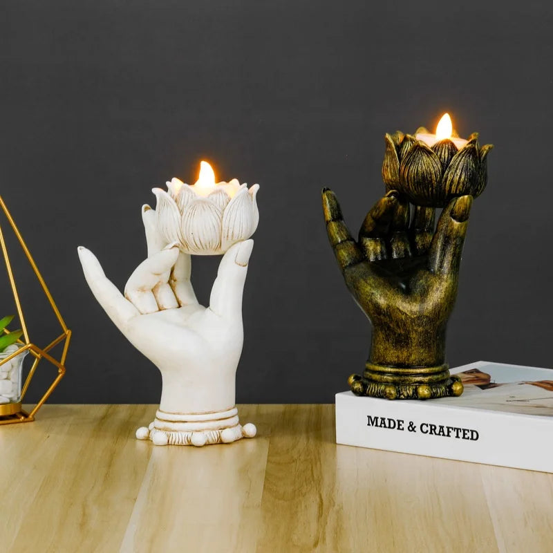 Resin Lotus Berg Indoor Decorative Candlestick Light Holder Creative Zen Crafts Waterproof Chinese Home Ornaments