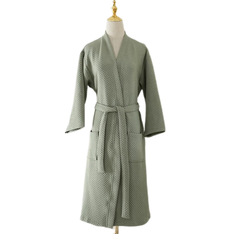Men Winter Plus Size Long Waffle Bathrobe Kimono Warm Bath Robe Men Cozy Robes Night Sleepwear Women Dressing Gown