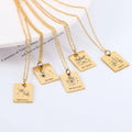 Custom Gold Stainless Steel Tarot Card Necklace Personalized Engraved Letter Couple Necklace for Men Women Birthday Jewelry