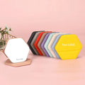 SAIYII New Hexagonal Shape Portable PU Desktop Small Travel Compact Mirror Custom Logo Folding PU Leather Pocket Mirror for Girl