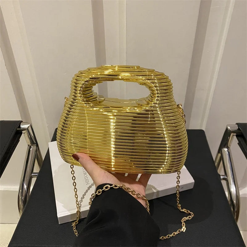 Wholesale 2025 Women Evening Clutch Purse Elegant Moon Hobo Bag Square Metallic Handbag Party Banquet Acrylic Designer Purses