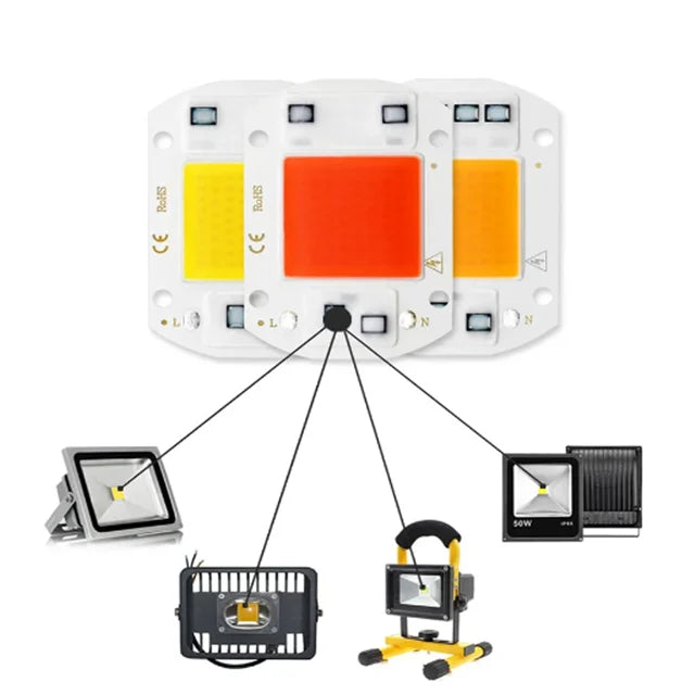 Smart IC LED Chip Driverless DC AC 110V 220V 50W 30W 20W Full Spectrum DOB LED COB Module for LED Floodlight Grow Light
